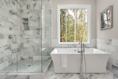 Luxurious Walk-In Shower with Glass Enclosure